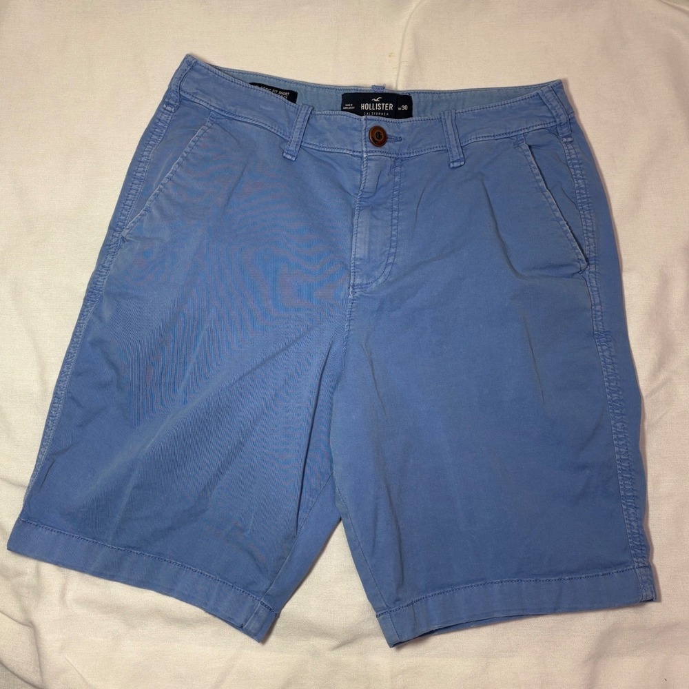 Hollister Mens Classic Fit Chino Shorts Blue Flat Front‎ Summer W30